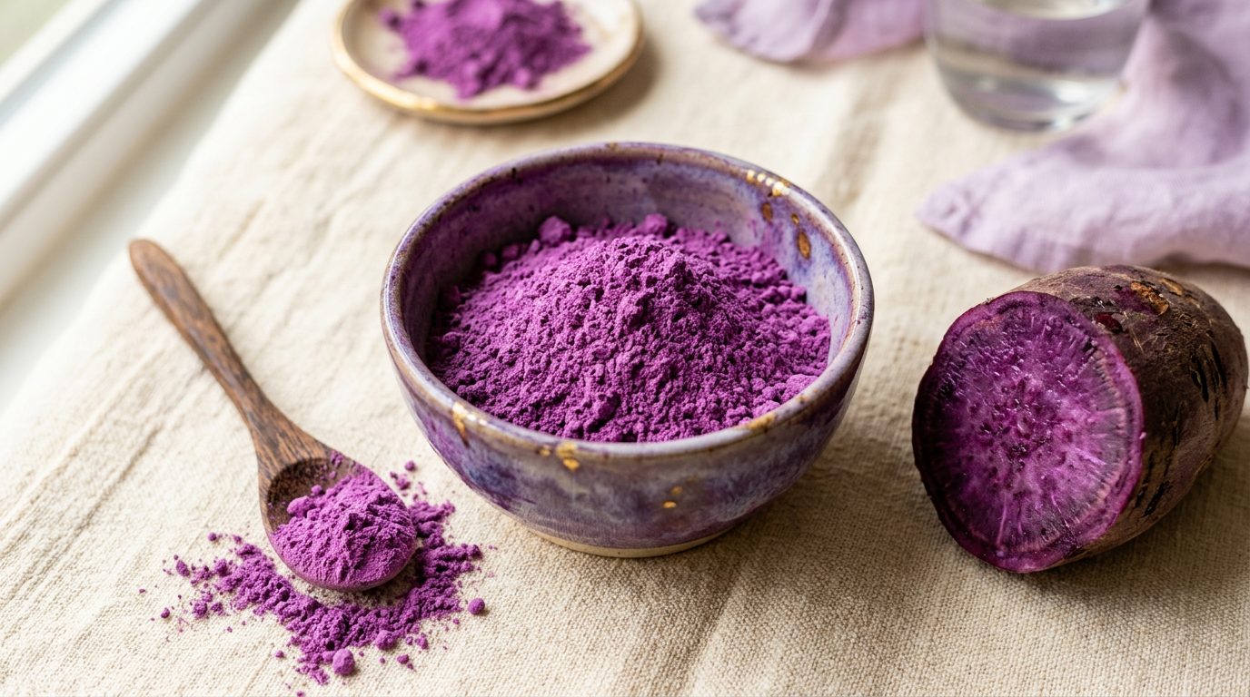 Bowl of purple ube powder